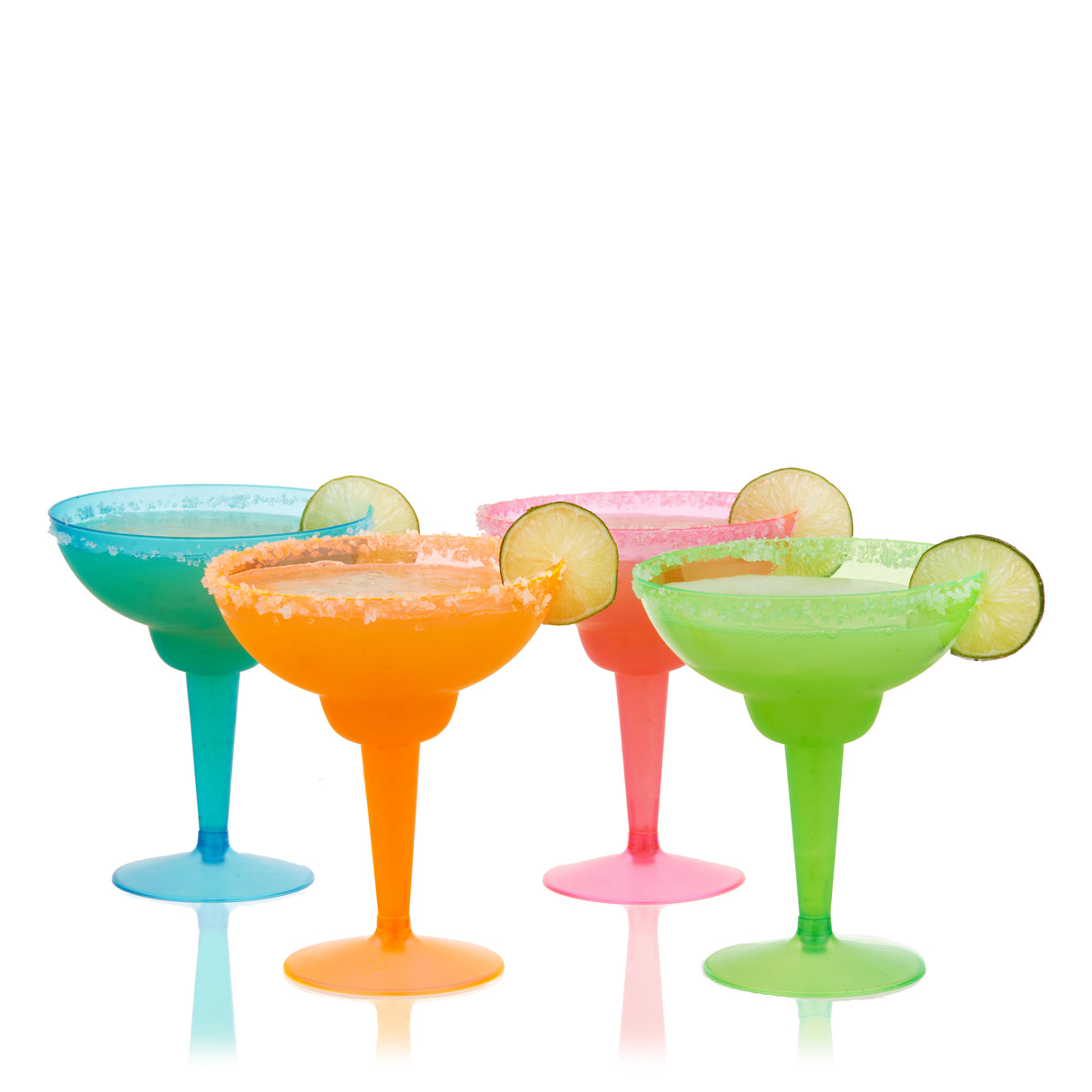 Party 12 oz Plastic Stemmed Margarita Cups in Assorted Neon, Set of 12