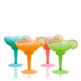 Party 12 oz Plastic Stemmed Margarita Cups in Assorted Neon, Set of 12