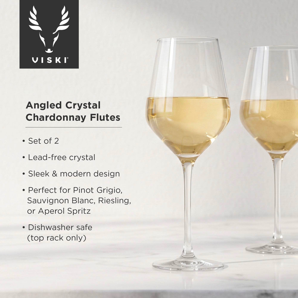 Raye Crystal Angled Chardonnay Glasses, Set of 2