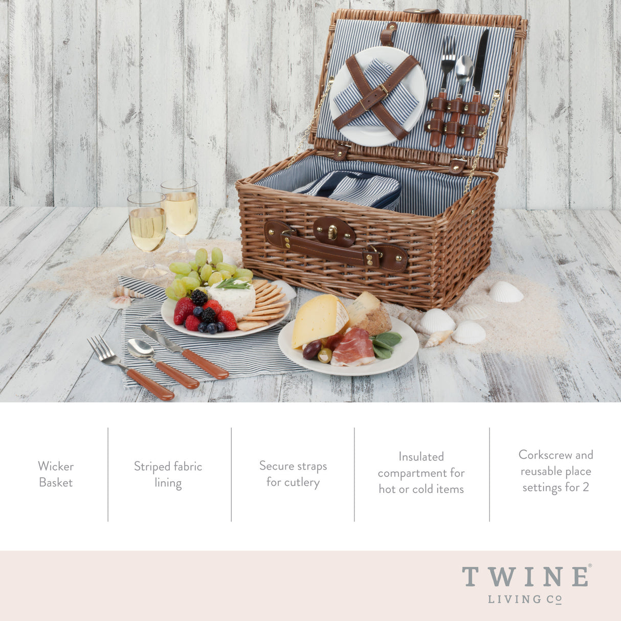 Newport Wicker Picnic Basket Set