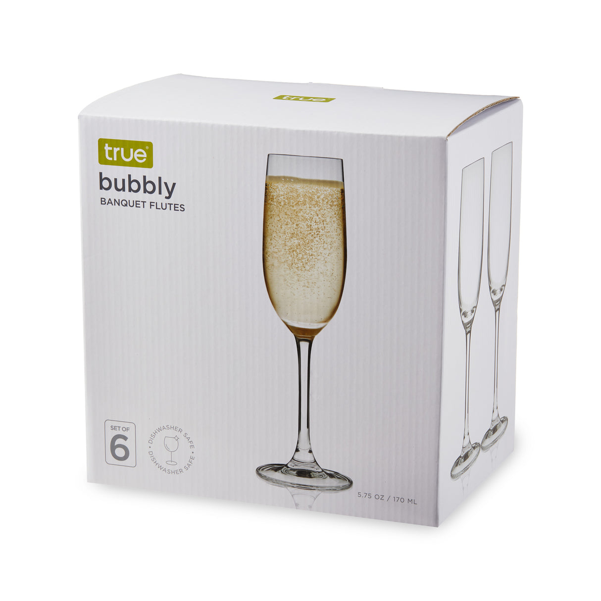 Bubbly Stemmed Champagne Flutes, Set of 6