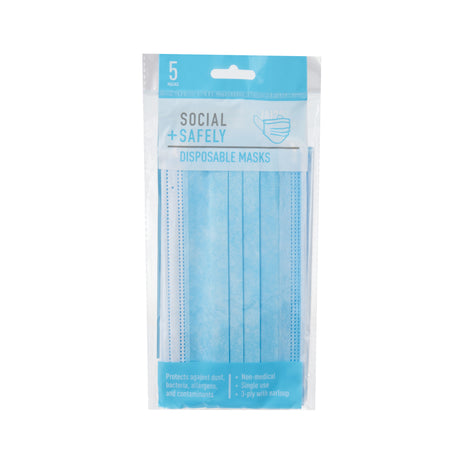 Social Safely Disposable Face Mask , Set of 5