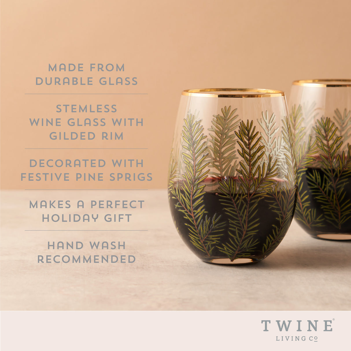 Woodland Stemless Wine Glasses, Set of 2