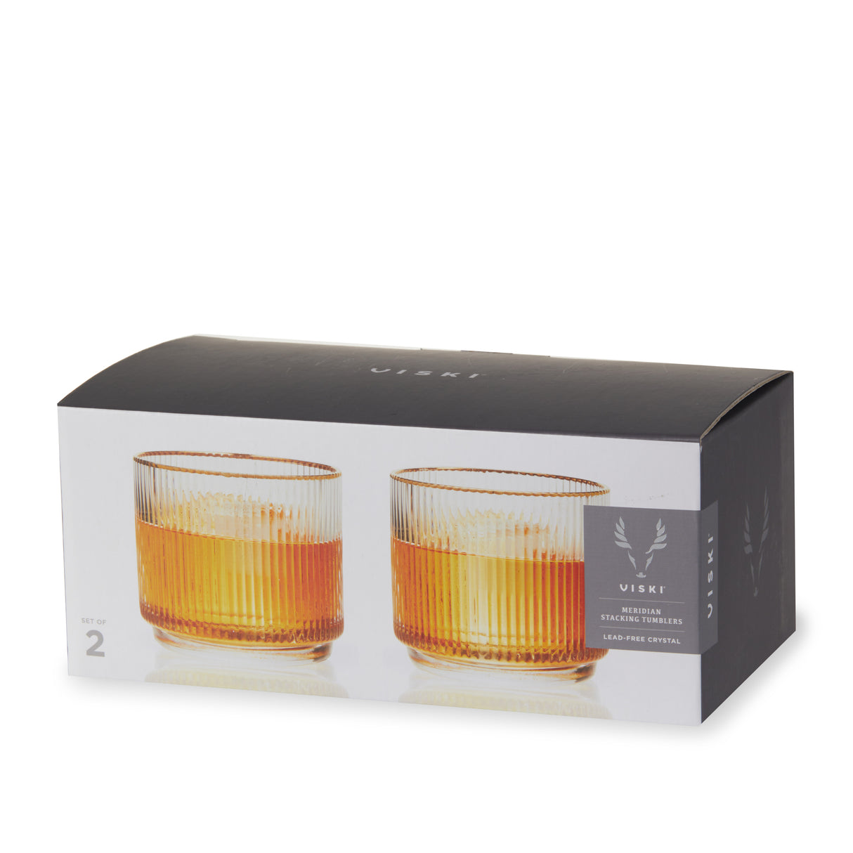 Meridian Crystal Gold Rimmed Lowball Tumblers, Set of 2