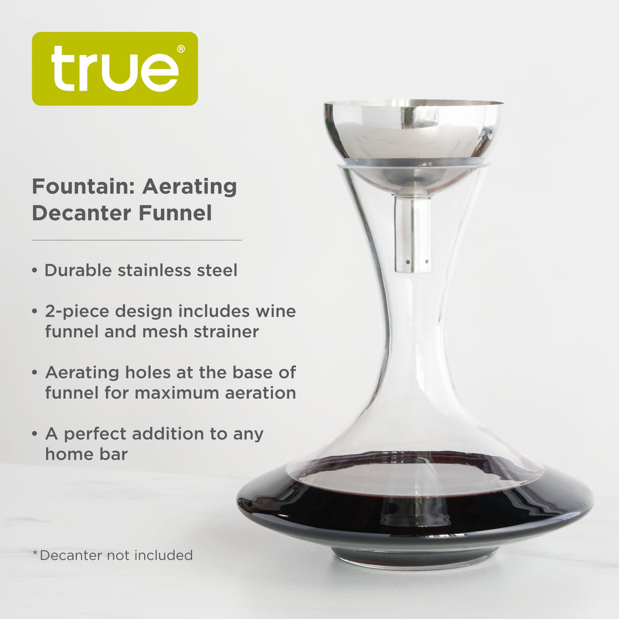 Fountain Stainless Steel Aerating Decanter Funnel