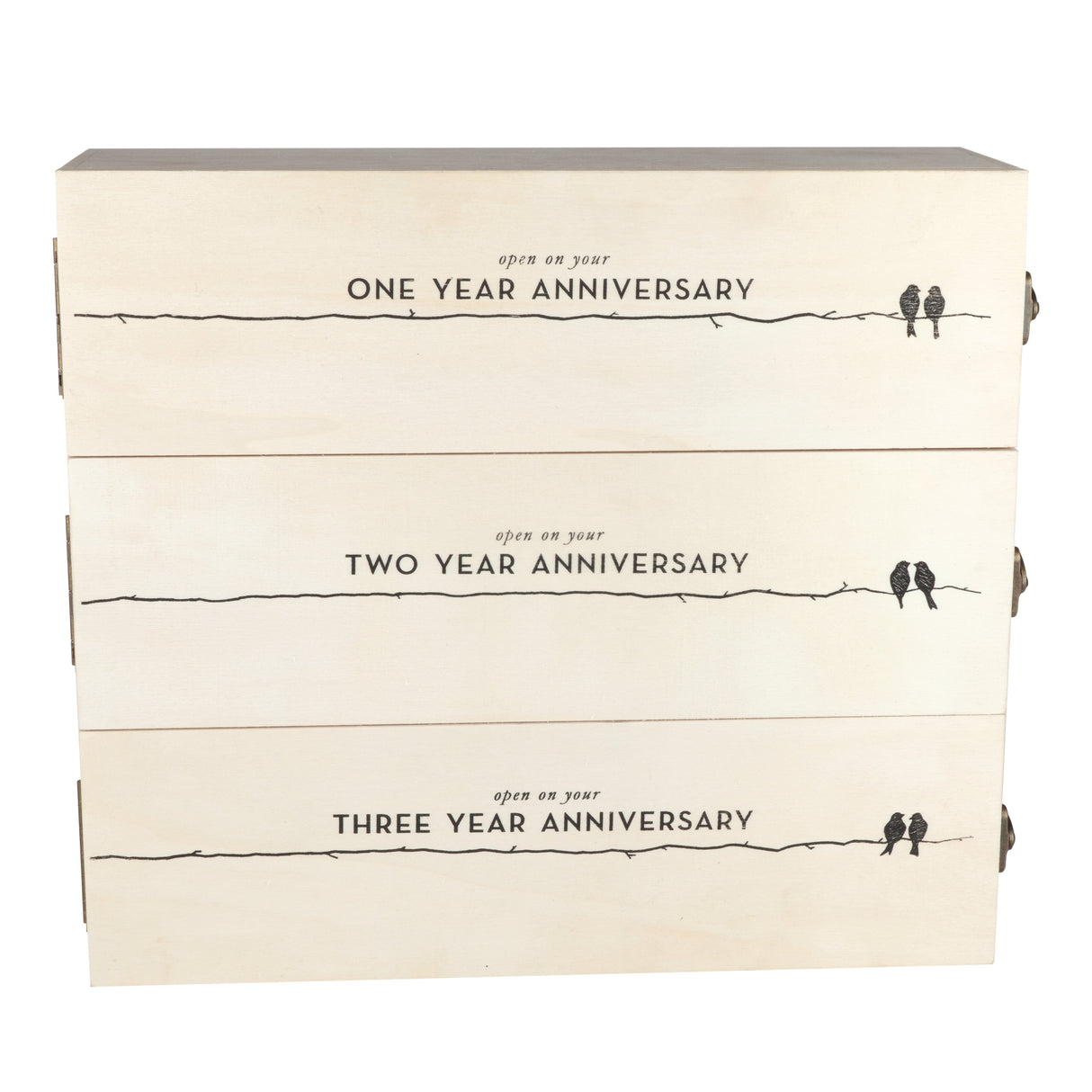 Newlywed's Anniversary 3-Bottle Wooden Wine Box