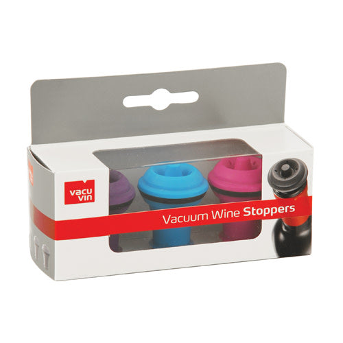 Vacu Vin Vacuum Wine Stoppers in Assorted Colors, Set of 3