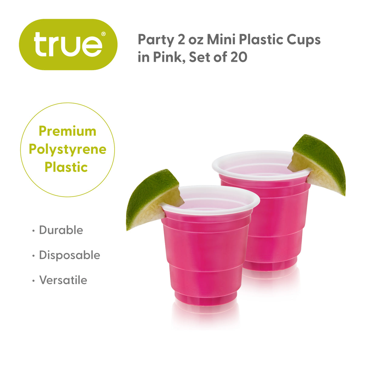 Party 2 oz  Lil Pinks Mini Plastic Shot Cups, Set of 20