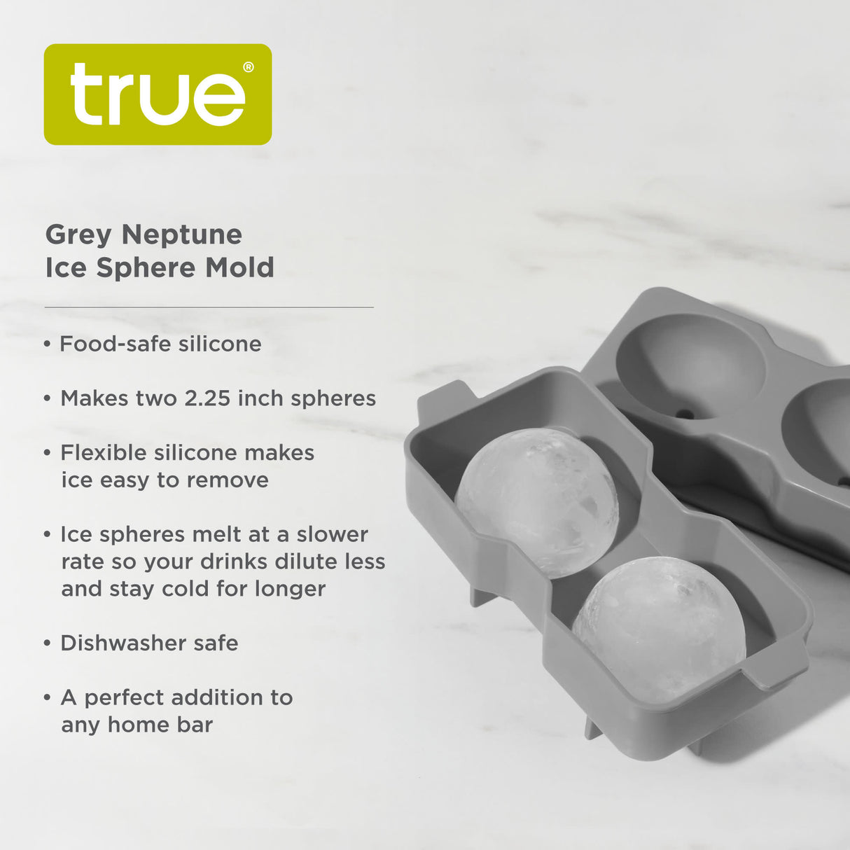 Neptune 2.25" Silicone Ice Sphere Mold in Gray