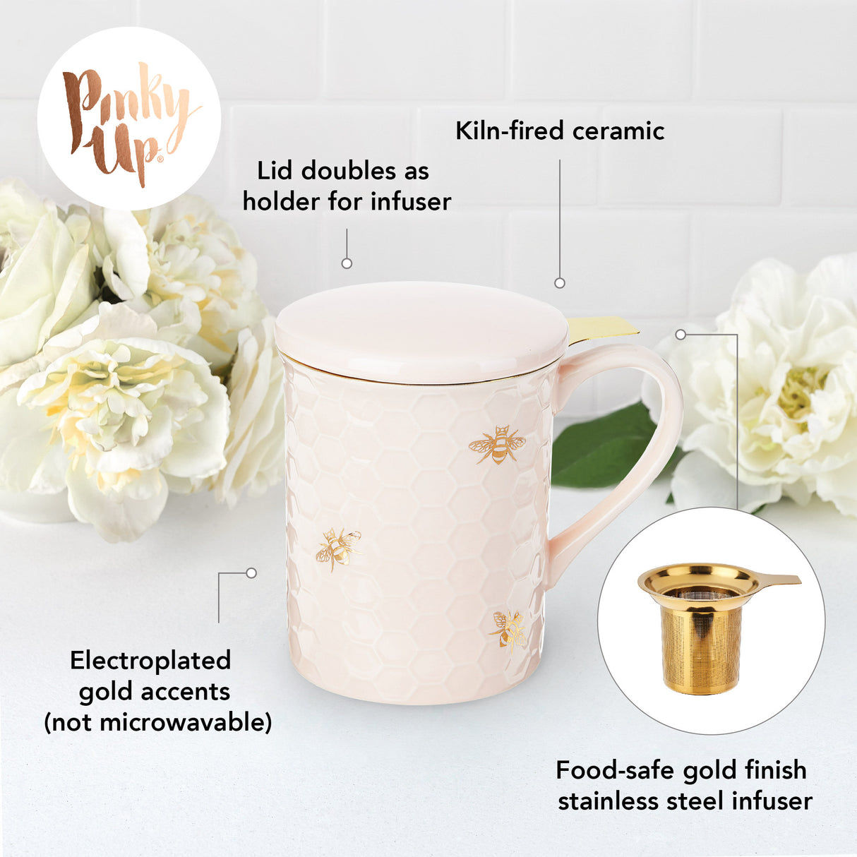 Annette Honeycomb Ceramic Tea Infuser Mug