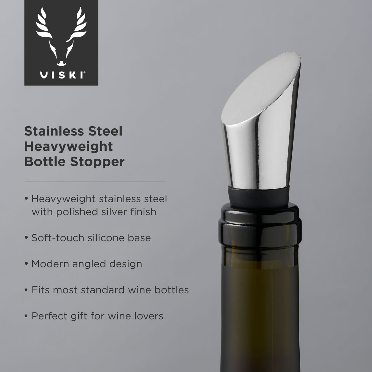 Harrison Heavyweight Bottle Stopper in Stainless Steel