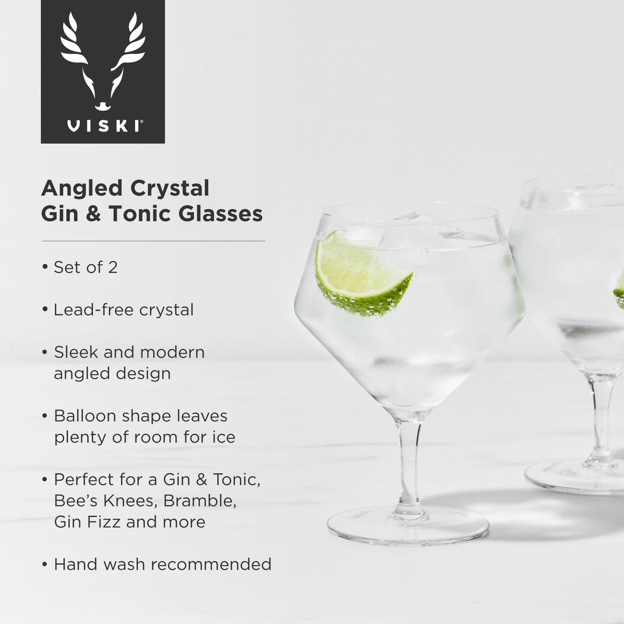 Raye Crystal Angled Gin & Tonic Glasses, Set of 2