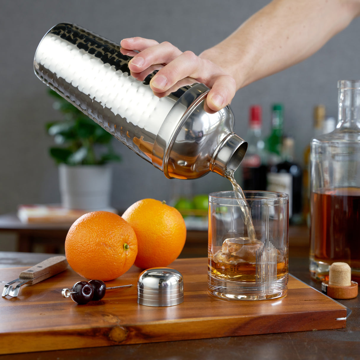 Irving Hammered Cocktail Shaker in Stainless Steel