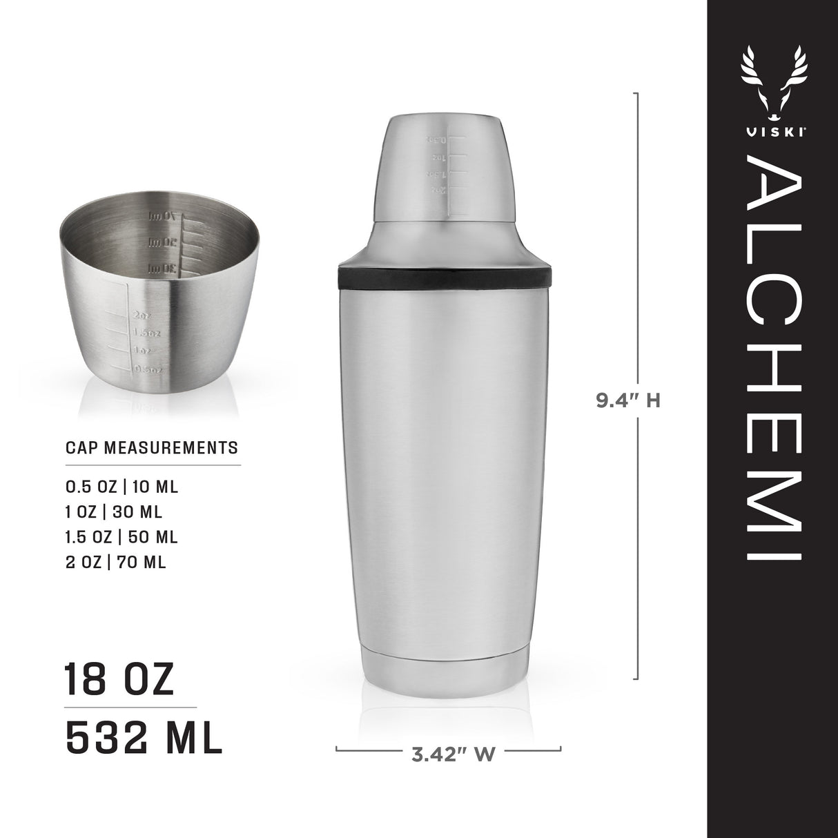 Alchemi Vacuum Insulated Cocktail Shaker in Stainless Steel