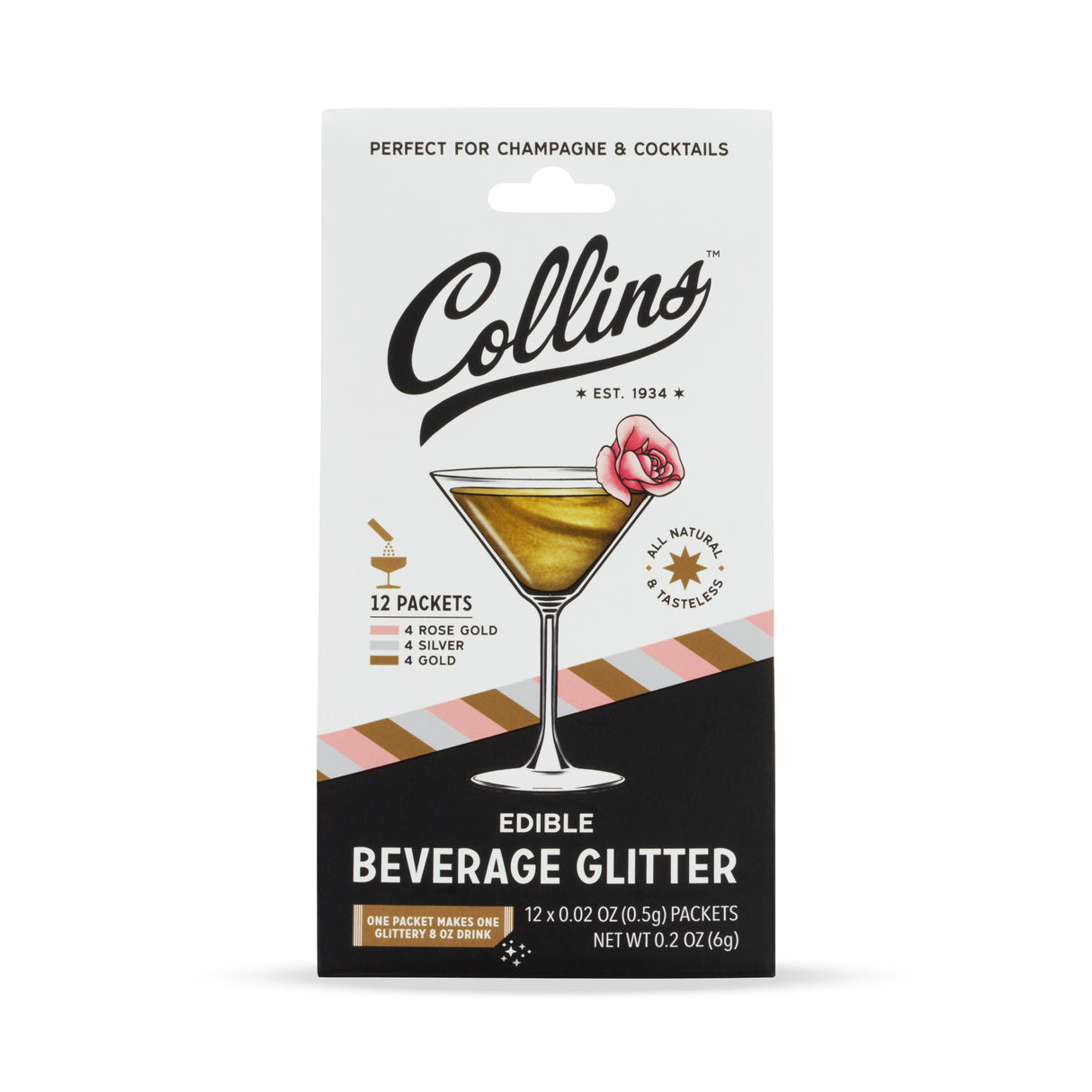 Cocktail Edible Glitter in Champagne Variety, 0.2 oz