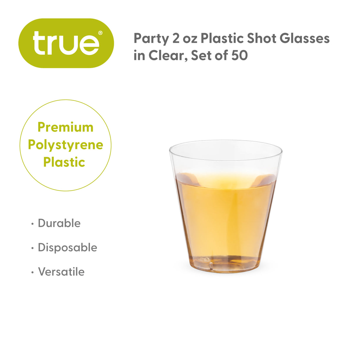 Party 2 oz Plastic Shot Glasses in Clear, Set of 50