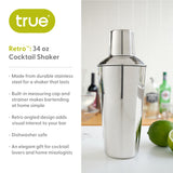 Retro 34 oz Cocktail Shaker in Stainless Steel