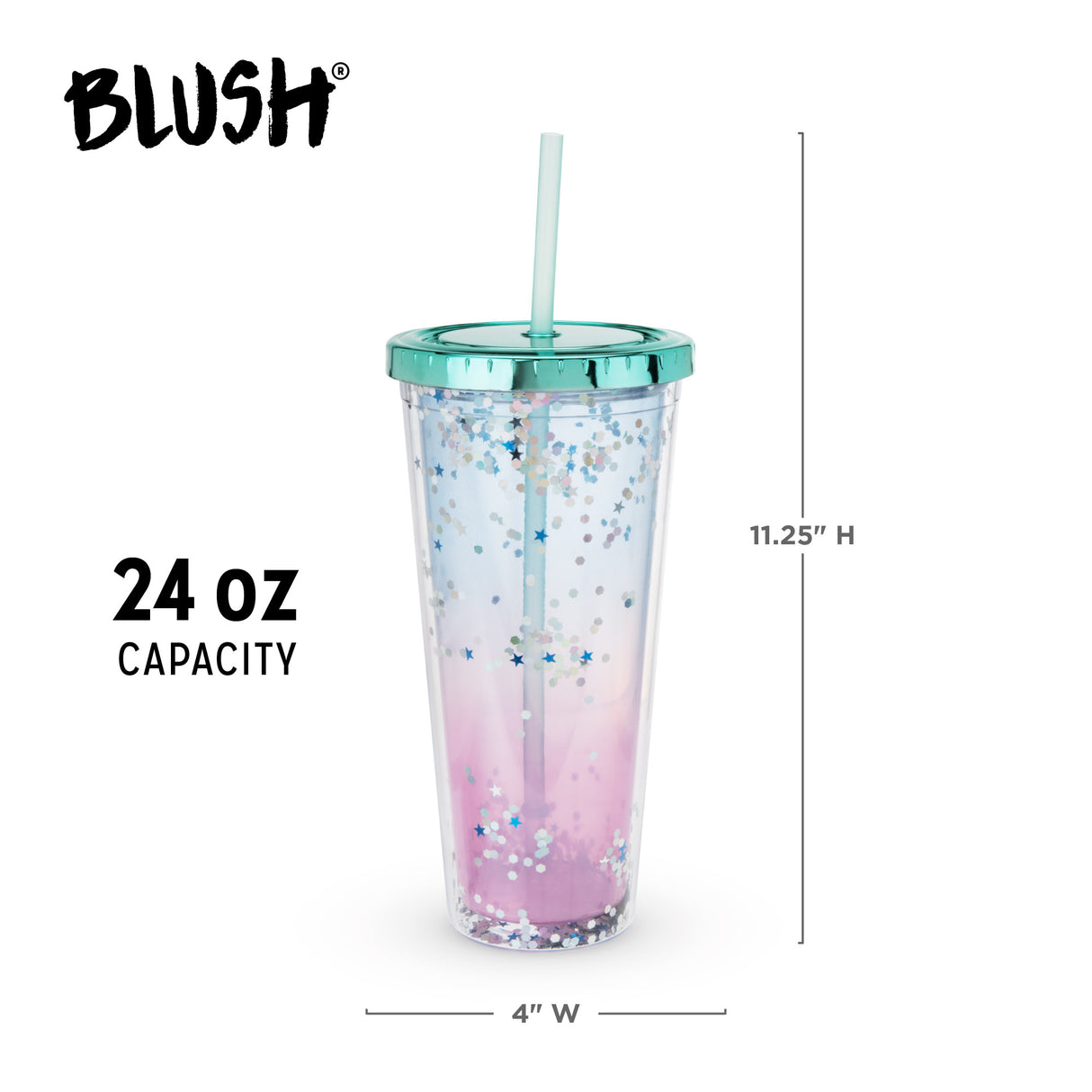 Glam Double Walled Tumbler in Mermaid Glitter