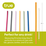 Silicone Straws with Cleaning Brush in Assorted Colors, Set of 6