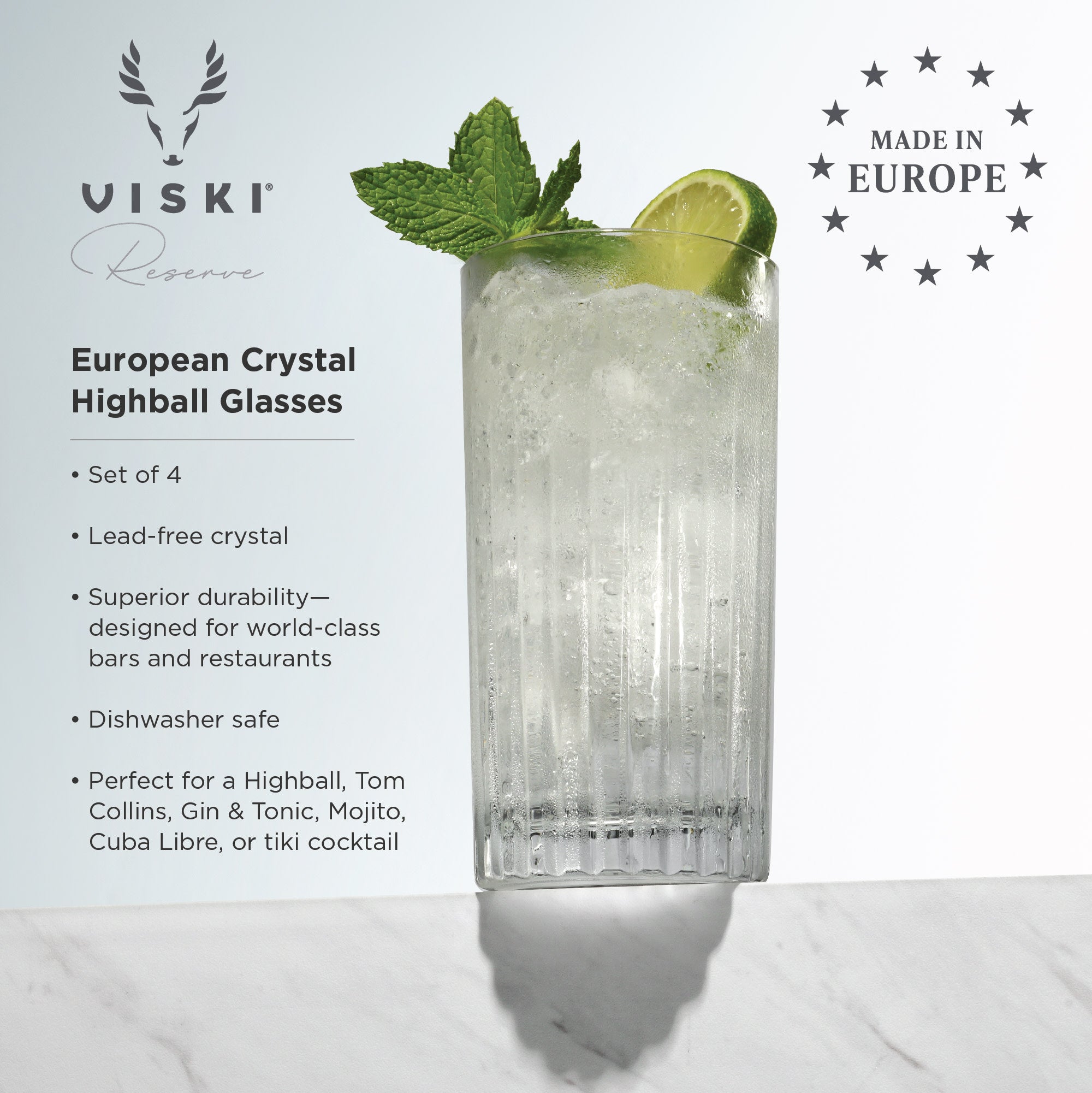Viski Reserve Milo Highball Glasses - Thumbnail 2