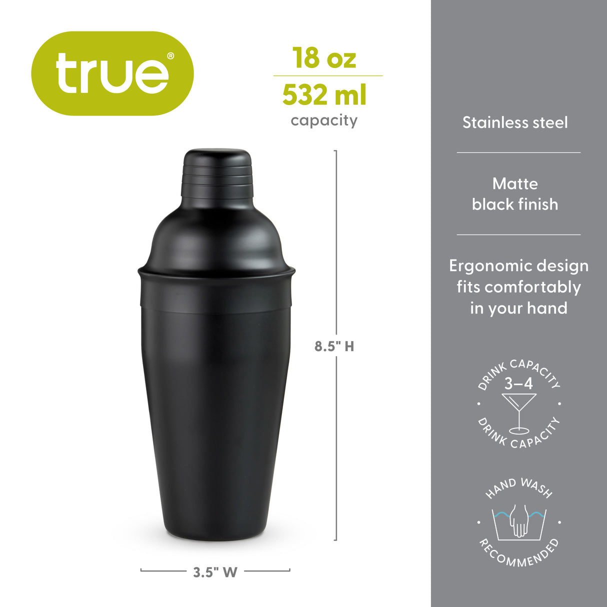 Ash Cocktail Shaker in Matte Black