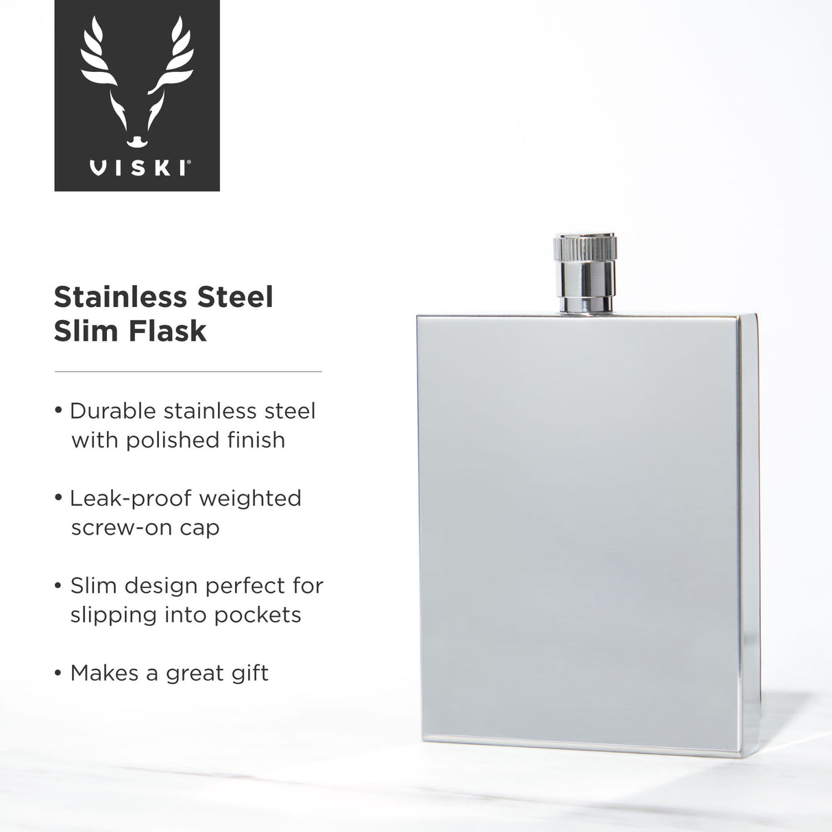 Harrison 2 oz Slim Flask in Stainless Steel