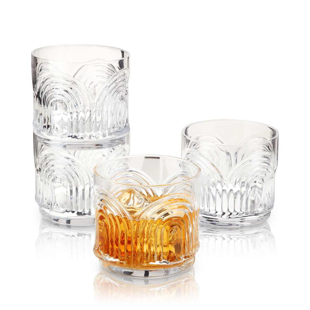 Deco Beau Crystal Lowball Tumblers, Set of 4