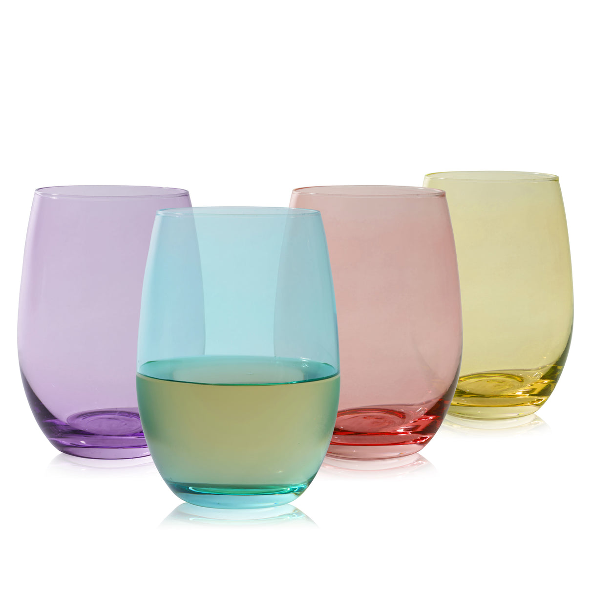 Vino Stemless Wine Glasses in Assorted Colors, Set of 4