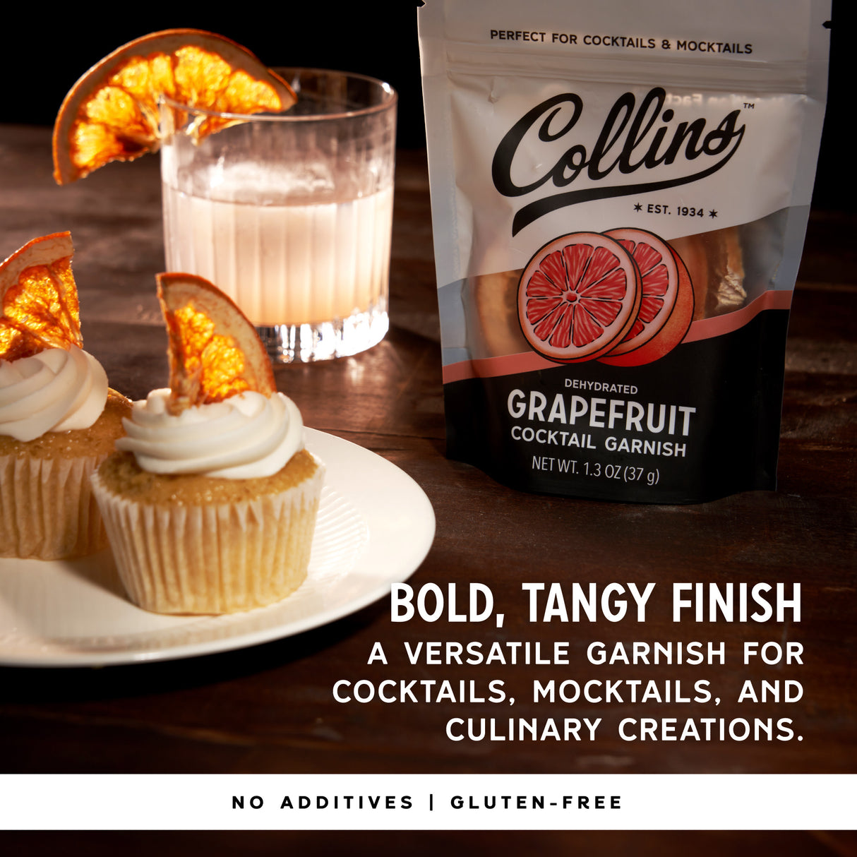 Dehydrated Grapefruit Cocktail Garnish, 1.3 oz