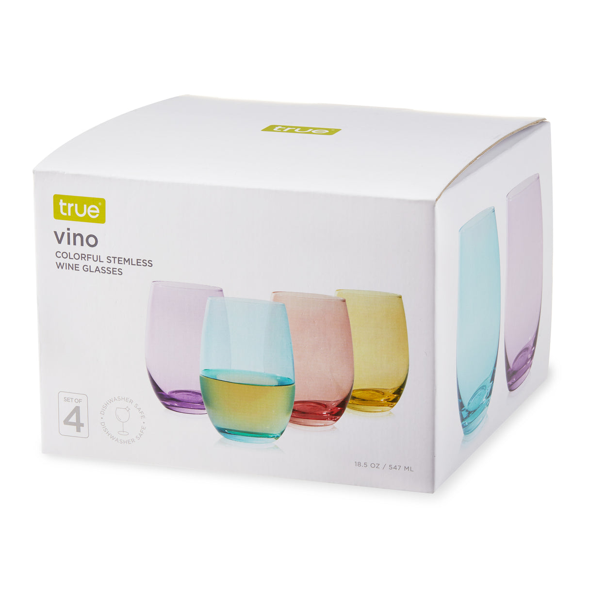 Vino Stemless Wine Glasses in Assorted Colors, Set of 4