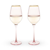 Rose Crystal White Wine Glasses, Set of 2