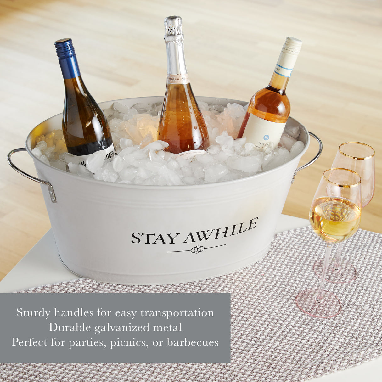 Stay Awhile Metal Beverage Tub