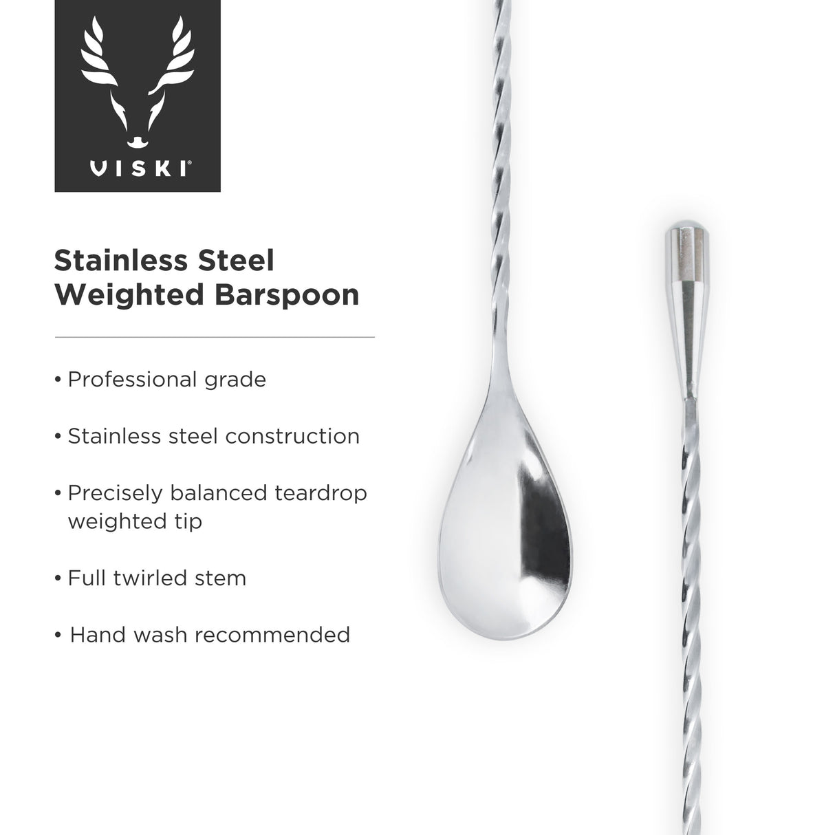 Harrison Weighted Bar Spoon in Stainless Steel