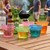 Party 4 oz Plastic Bomber Cups in Assorted Neon, Set of 20