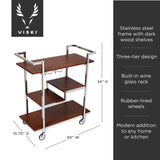 Harrison Bar Cart in Wood and Stainless Steel