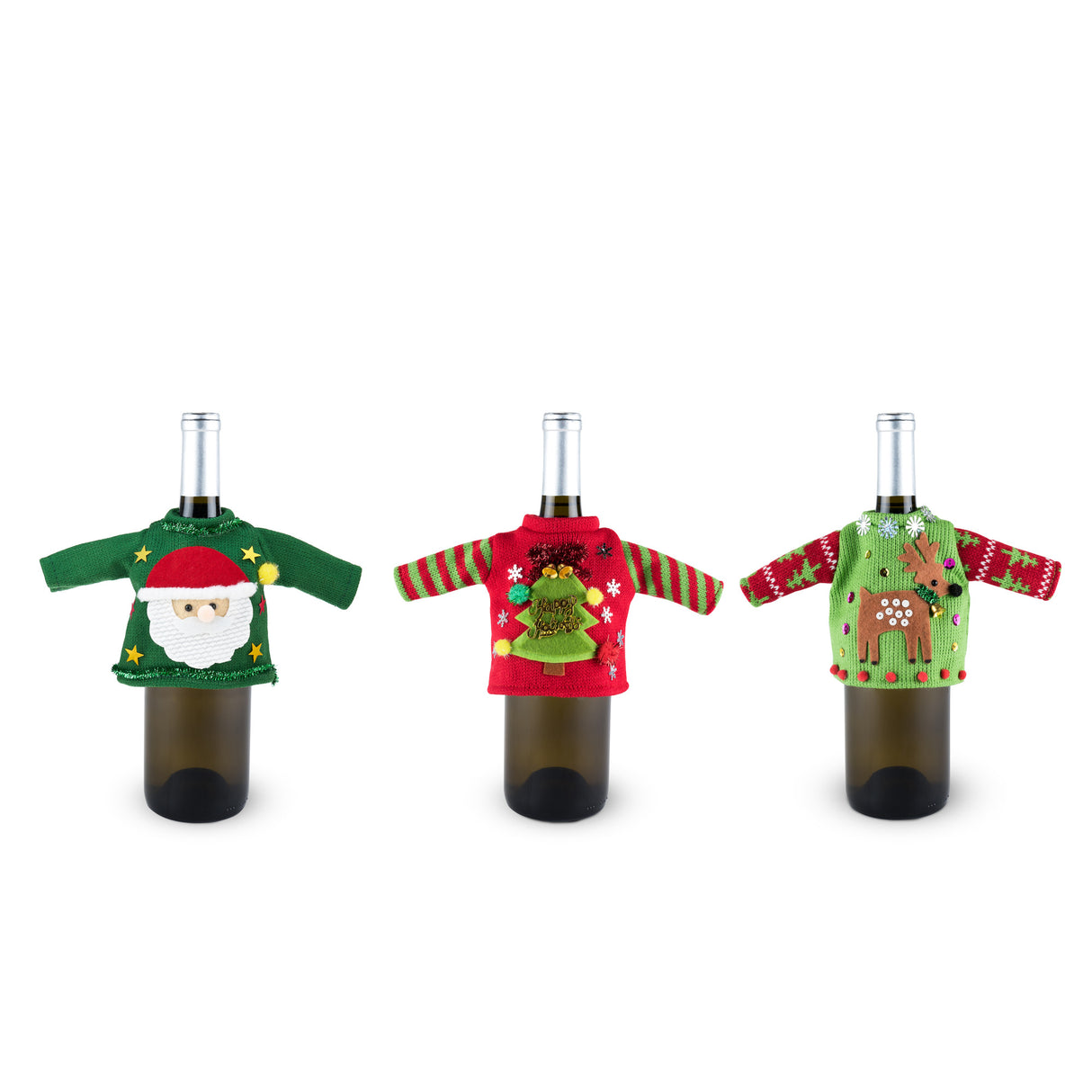 Assorted Jubillee Ugly Wine Bottle Sweaters, CDU 9ct