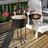 Beverage Tub with Stand & Tray in Black