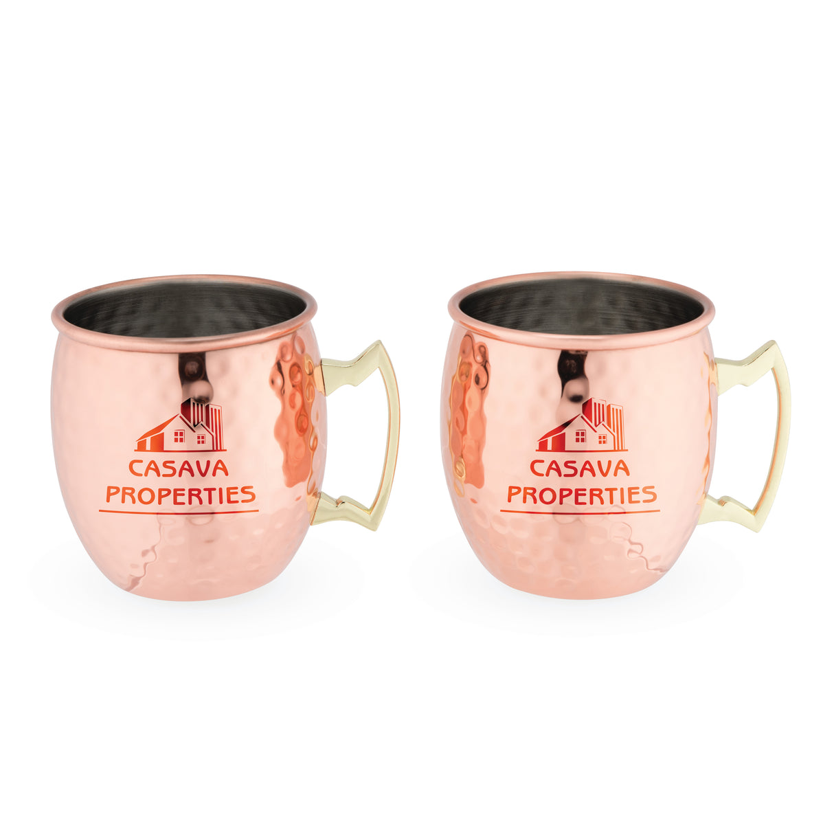 Moscow Mule Hammered Copper Plated Mugs, Set of 2