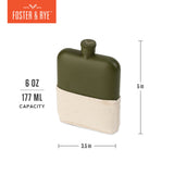 Army Green 6 oz Stainless Steel Flask with Canvas Pouch