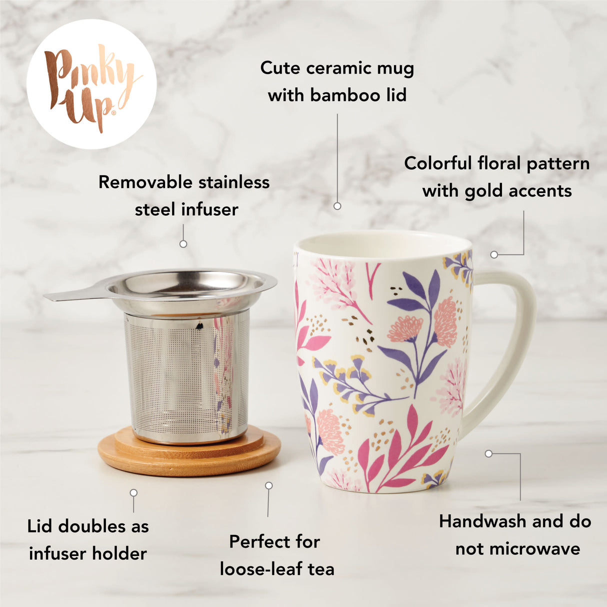 Bailey Botanical Bliss Ceramic Tea Infuser Mug