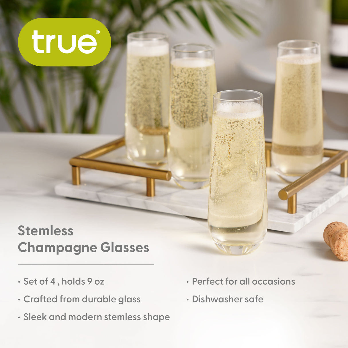 Stemless Champagne Flutes, Set of 4