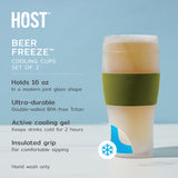 Beer FREEZE Cooling Cup in Olive, Set of 2