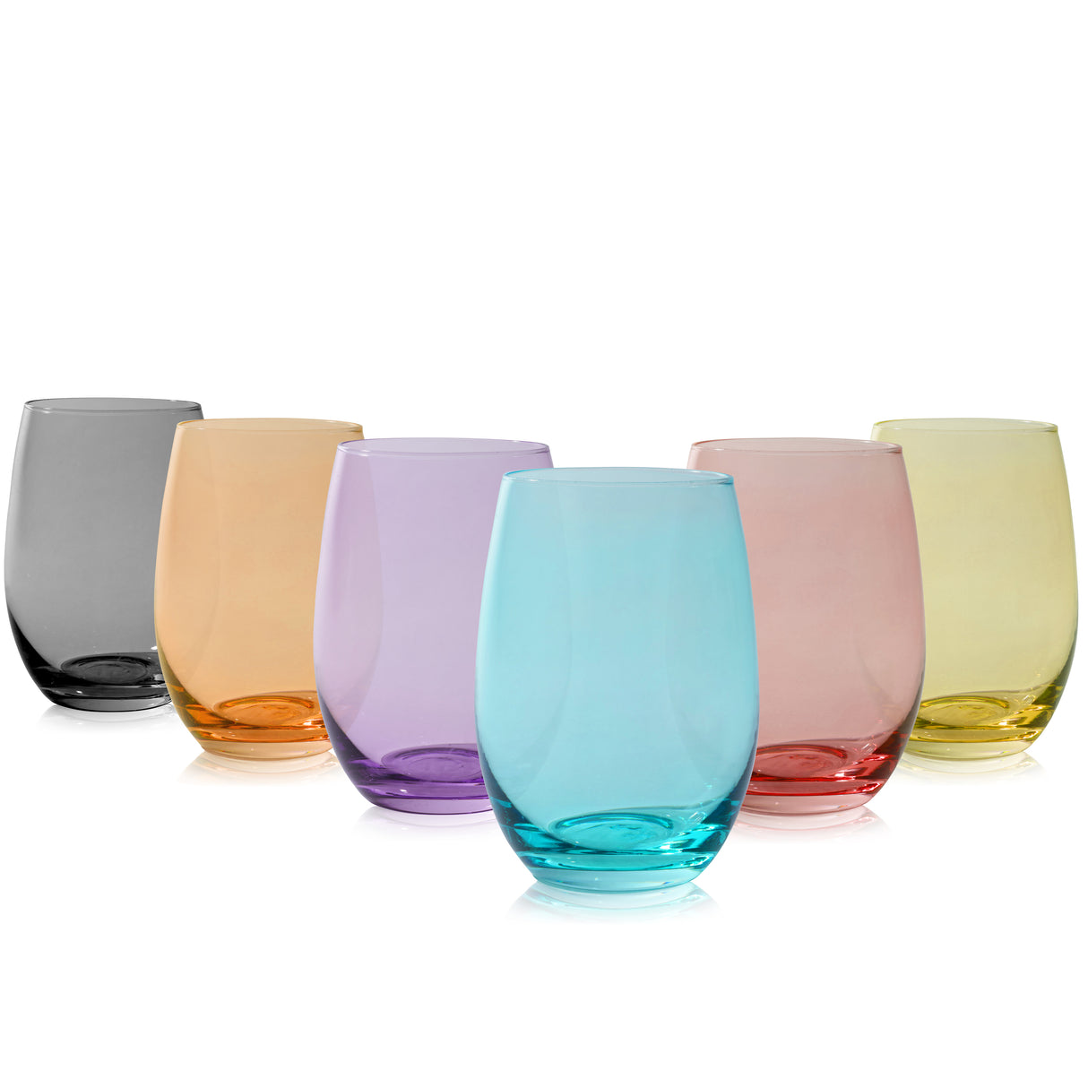 Vino Stemless Wine Glasses in Assorted Colors, Set of 6