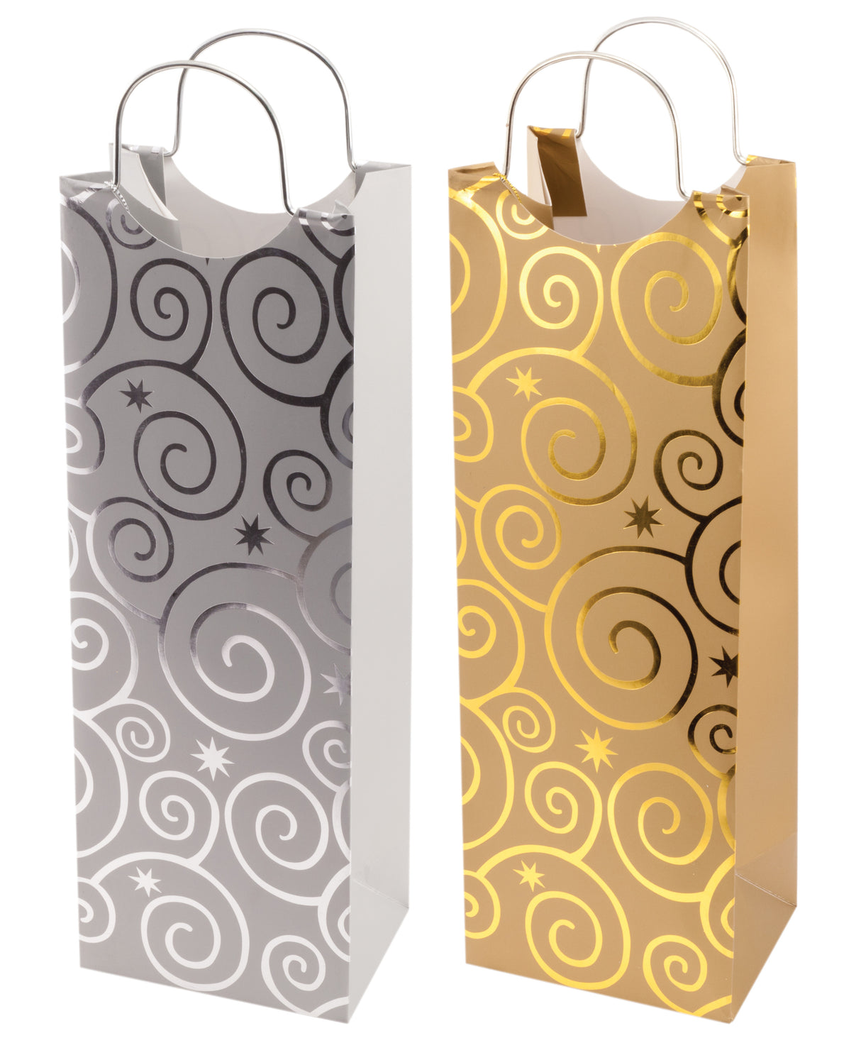 Swirl Single Bottle Wine Bag in Gold & Silver