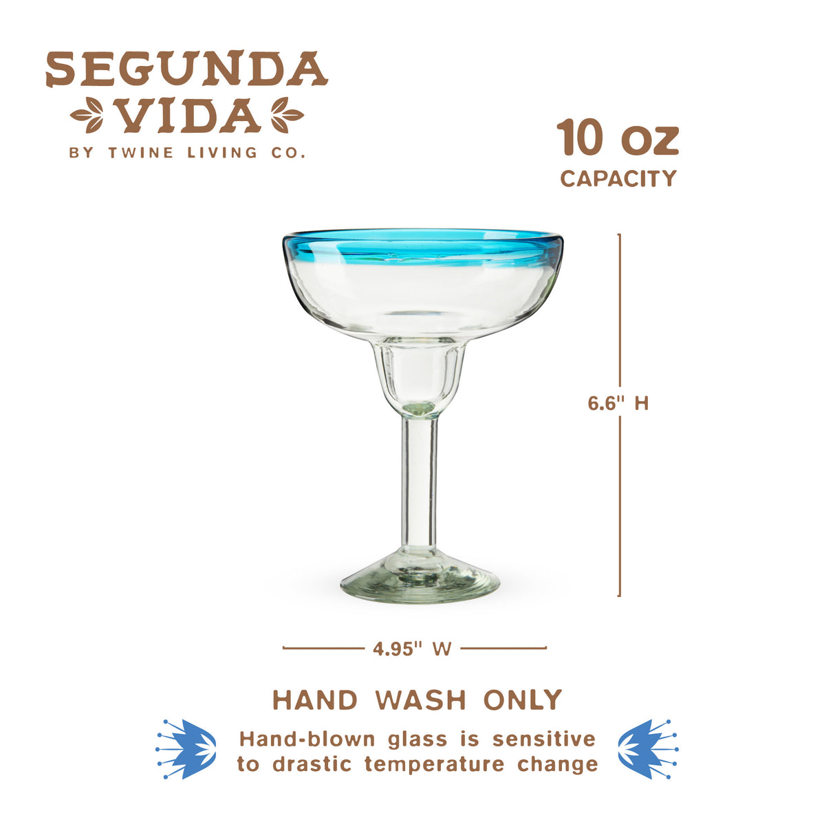 Segunda Vida Primavera Recycled Margarita Glasses, Set of 2